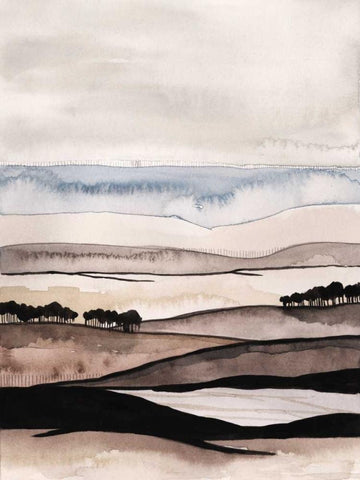 Watercolor Strata I White Modern Wood Framed Art Print with Double Matting by Popp, Grace
