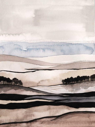 Watercolor Strata II White Modern Wood Framed Art Print with Double Matting by Popp, Grace