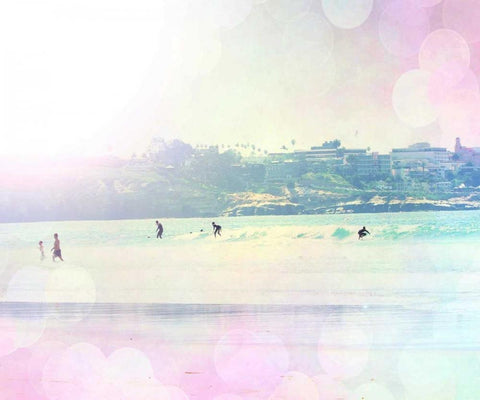 Surfin 1 White Modern Wood Framed Art Print with Double Matting by Coomes, Sylvia