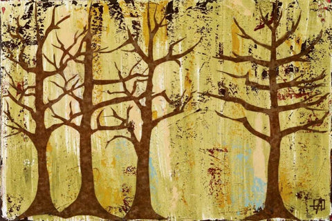 Early Spring Trees Black Ornate Wood Framed Art Print with Double Matting by Avondet, Natalie