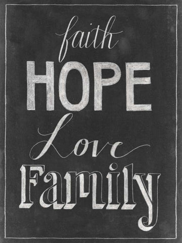 Chalkboard Faith I Black Ornate Wood Framed Art Print with Double Matting by Popp, Grace