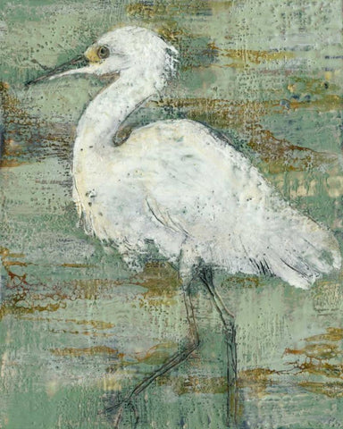 Textured Heron I  White Modern Wood Framed Art Print with Double Matting by Goldberger, Jennifer