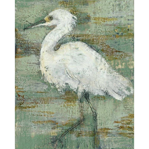 Textured Heron I  White Modern Wood Framed Art Print by Goldberger, Jennifer