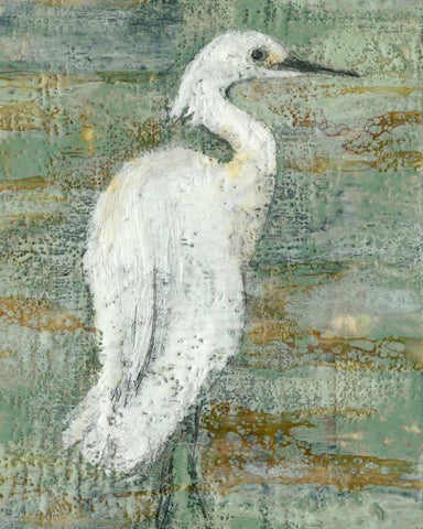 Textured Heron II  White Modern Wood Framed Art Print with Double Matting by Goldberger, Jennifer