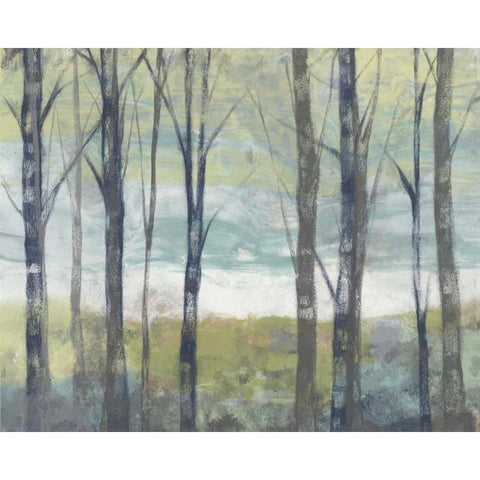 Pastel Birches II Black Modern Wood Framed Art Print with Double Matting by Goldberger, Jennifer