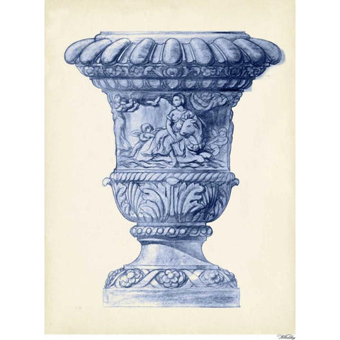 Palace Urns In Indigo II Gold Ornate Wood Framed Art Print with Double Matting by Vision Studio