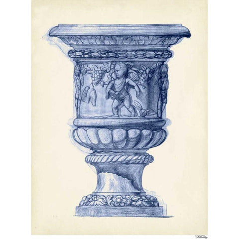 Palace Urns in Indigo III White Modern Wood Framed Art Print by Vision Studio