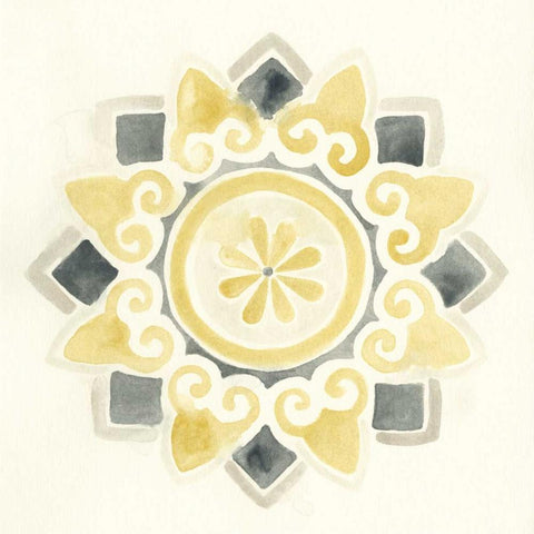 Modern Medallions I Gold Ornate Wood Framed Art Print with Double Matting by Vess, June Erica