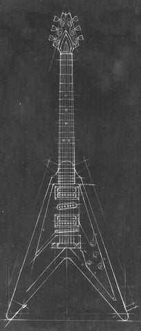 Electric Guitar Blueprint I Black Ornate Wood Framed Art Print with Double Matting by Harper, Ethan