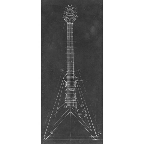 Electric Guitar Blueprint I White Modern Wood Framed Art Print by Harper, Ethan