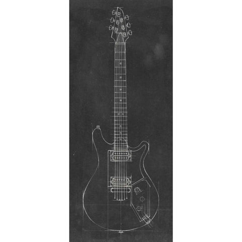 Electric Guitar Blueprint II Black Modern Wood Framed Art Print with Double Matting by Harper, Ethan