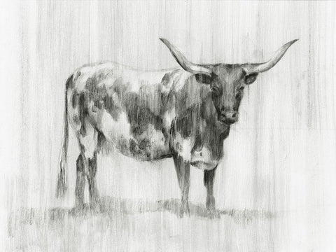 Rustic Bovine I White Modern Wood Framed Art Print with Double Matting by Harper, Ethan