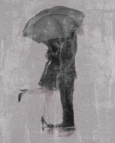 Rain Romance I Black Ornate Wood Framed Art Print with Double Matting by Studio W