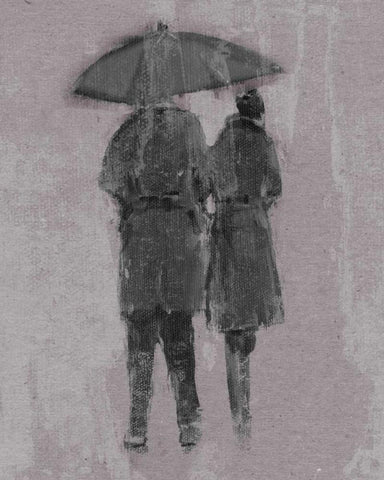 Rain Romance II White Modern Wood Framed Art Print with Double Matting by Studio W