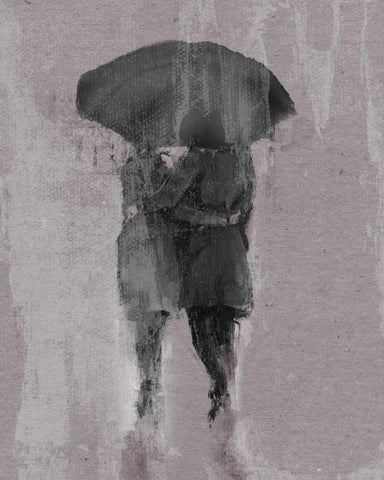 Rain Romance III Black Ornate Wood Framed Art Print with Double Matting by Studio W