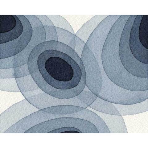 Indigo Ovals I Gold Ornate Wood Framed Art Print with Double Matting by Galapon, Nikki