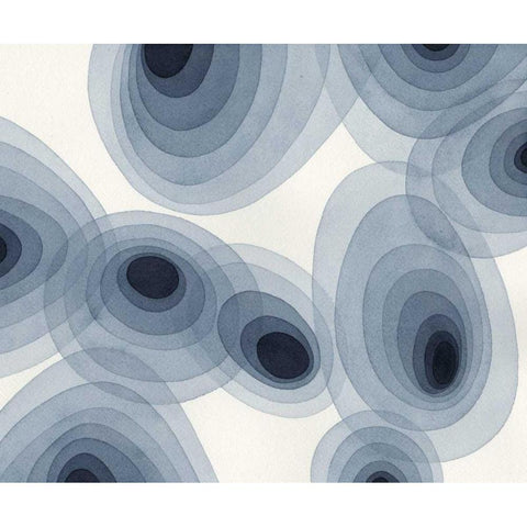 Indigo Ovals III Black Modern Wood Framed Art Print by Galapon, Nikki
