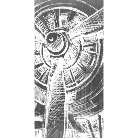 Graphic Propeller Triptych II Black Modern Wood Framed Art Print with Double Matting by Harper, Ethan