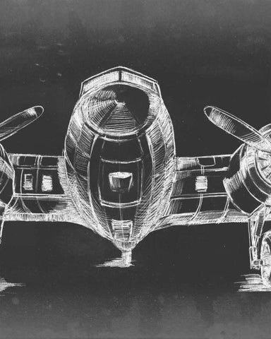 Graphic Plane Triptych II Black Ornate Wood Framed Art Print with Double Matting by Harper, Ethan