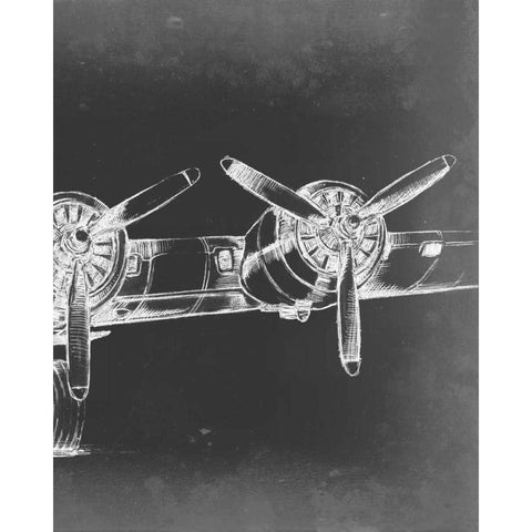 Graphic Plane Triptych III Black Modern Wood Framed Art Print with Double Matting by Harper, Ethan