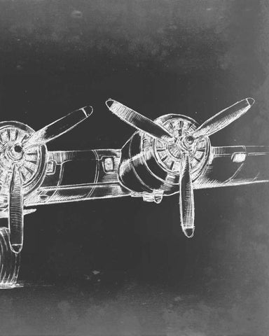 Graphic Plane Triptych III Black Ornate Wood Framed Art Print with Double Matting by Harper, Ethan