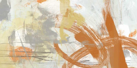 Tangerine and Grey II White Modern Wood Framed Art Print with Double Matting by Vess, June Erica