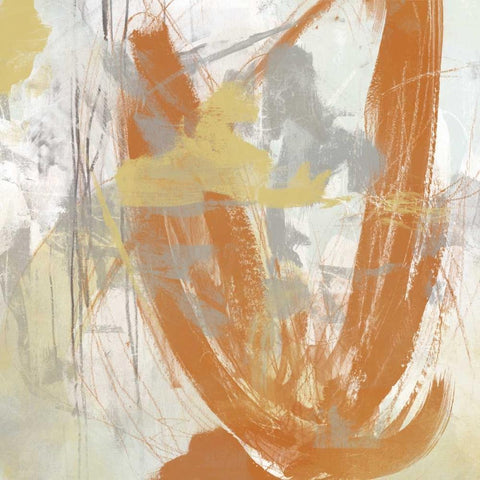 Tangerine and Grey III White Modern Wood Framed Art Print with Double Matting by Vess, June Erica