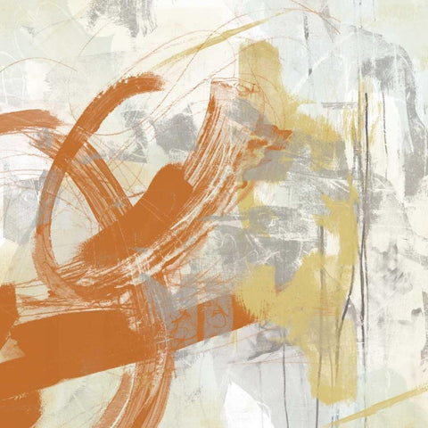 Tangerine and Grey IV Black Modern Wood Framed Art Print with Double Matting by Vess, June Erica