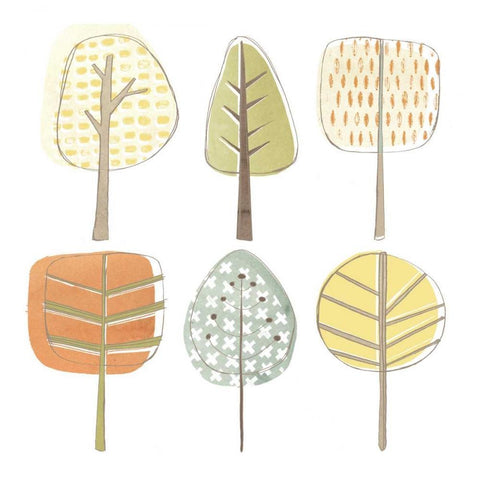 Pattern Grove I White Modern Wood Framed Art Print with Double Matting by Vess, June Erica