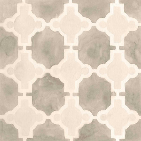 Neutral Watercolor Tile III Black Ornate Wood Framed Art Print with Double Matting by Vess, June Erica