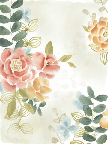 Soft Flower Collection I White Modern Wood Framed Art Print with Double Matting by Vess, June Erica