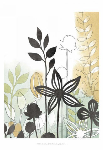 Sketchbook Garden I Black Ornate Wood Framed Art Print with Double Matting by Vess, June Erica