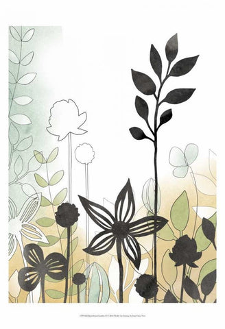 Sketchbook Garden II White Modern Wood Framed Art Print with Double Matting by Vess, June Erica