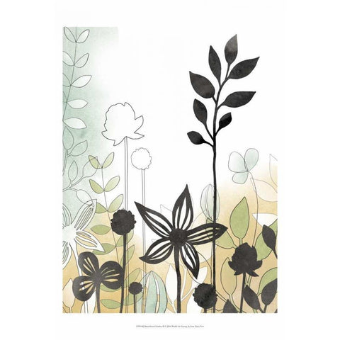 Sketchbook Garden II Black Modern Wood Framed Art Print by Vess, June Erica