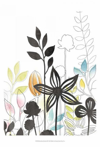 Sketchbook Garden III White Modern Wood Framed Art Print with Double Matting by Vess, June Erica