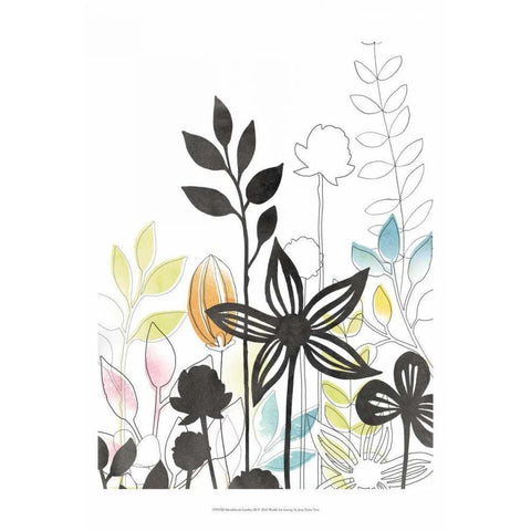 Sketchbook Garden III Black Modern Wood Framed Art Print with Double Matting by Vess, June Erica