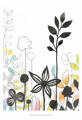 Sketchbook Garden IV Black Ornate Wood Framed Art Print with Double Matting by Vess, June Erica