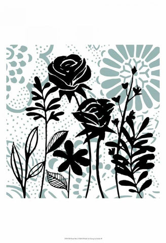 Floral Mist I White Modern Wood Framed Art Print with Double Matting by Studio W