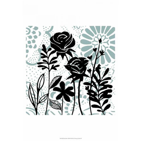 Floral Mist I Black Modern Wood Framed Art Print by Studio W