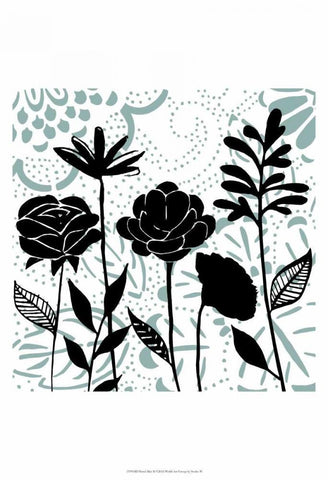 Floral Mist II Black Ornate Wood Framed Art Print with Double Matting by Studio W