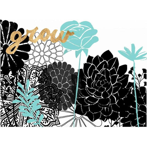 Lacy Garden I Black Modern Wood Framed Art Print with Double Matting by Studio W