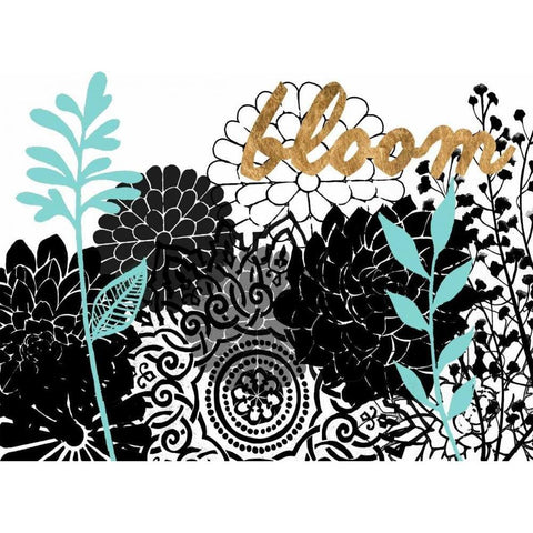 Lacy Garden II Black Modern Wood Framed Art Print by Studio W