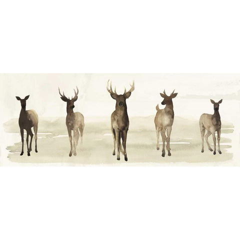 Deer Line I Gold Ornate Wood Framed Art Print with Double Matting by Popp, Grace