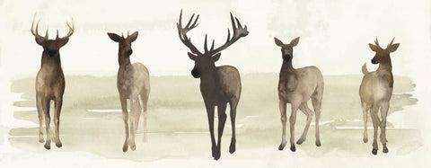 Deer Line II Black Ornate Wood Framed Art Print with Double Matting by Popp, Grace