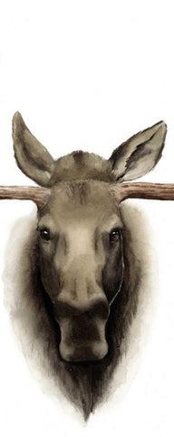 Triptych Moose II White Modern Wood Framed Art Print with Double Matting by Popp, Grace