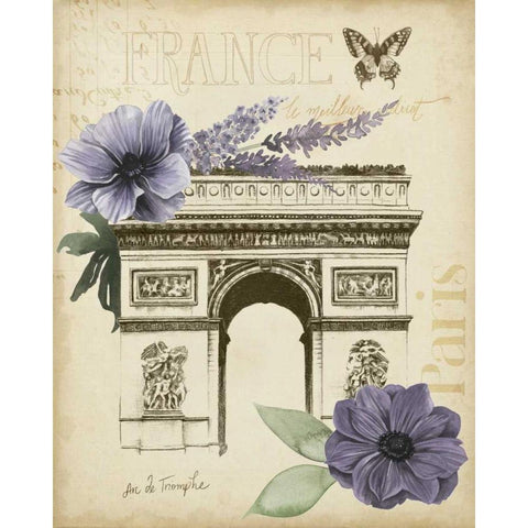 Paris Ephemera I Gold Ornate Wood Framed Art Print with Double Matting by Popp, Grace