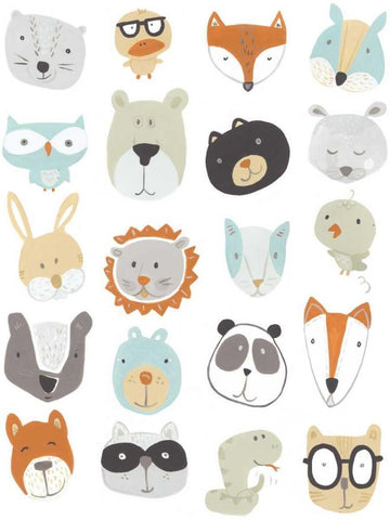 Friendly Faces White Modern Wood Framed Art Print with Double Matting by Vess, June Erica
