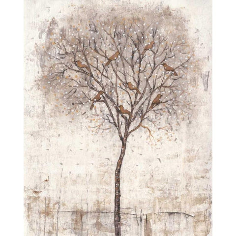 Tree of Birds I Black Modern Wood Framed Art Print by OToole, Tim