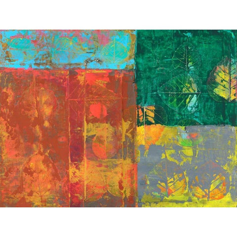 Colorful Leaf Imprint I Black Modern Wood Framed Art Print by Ray, Elena