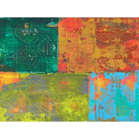 Colorful Leaf Imprint II White Modern Wood Framed Art Print by Ray, Elena